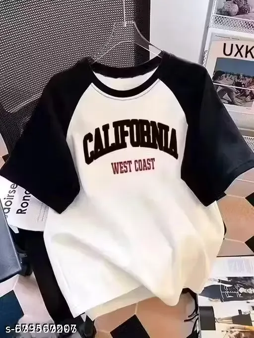 California West Coast Black & White Oversized Raglan T-Shirt for Men & Women – Cotton Casual Streetwear